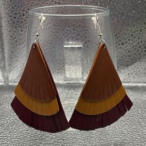 Chic Layered Earrings in Brown, Caramel, and Burgundy